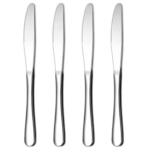 Berglander Dinner Knives Set Of 4 Stainless Steel Butter Knife Spreader 23.3cm Table Dinner Knife for Daily Use Restaurant Hotel Parties Events Sturdy And Dishwasher Safe