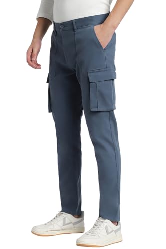 Image of Dennis Lingo Mens Cotton Lycra Mid Rise Relaxed Fit Solid Trousers