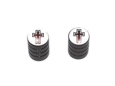 GRAPHICS & MORE Cross - Religious Christian Motorcycle Bike Bicycle - Tire Rim Schrader Valve Stem Caps - Black