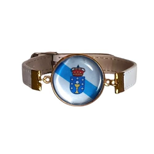 Pulsera con Medallón de Banderas Autonómicas - Correa ajustable (Galicia)