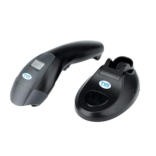 Image of TVS Electronics BS-i203s BT Lite 2D Barcode Scanner | 2.4GHZ Receiver & Bluetooth BLE 4.0 Wireless High-Speed Barcode Reader Machine |Express Speed of 300 scans per Second | Easy Charging via Cradle