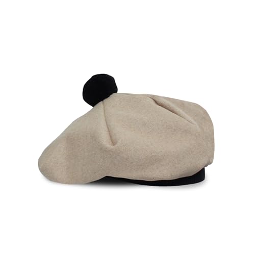 Image of Scottish Tam O' Shanter Hat Tartan Bonnet Pom Pom Wool Flat Cap One Size