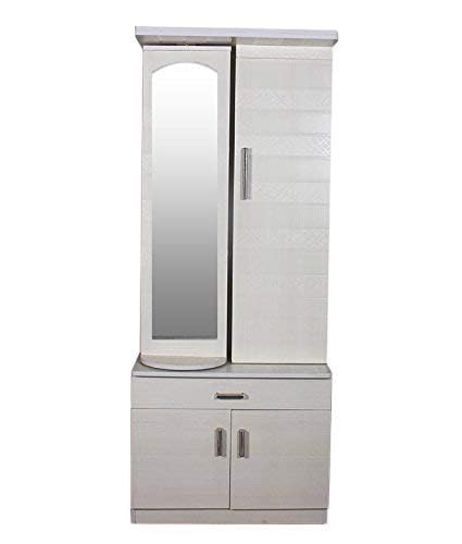Furnilife Dressing Table with Mirror 1 Door 1Drawer for Bedroom - White Color(WxHxD): 76.2x182.9x38.1cm, Suitable for Bedroom, Laundry Room, Closet, etc.