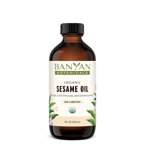 Banyan Botanicals Sesame Oil – Organic & Unrefined Sesame Oil for Skin, Body, Hair & More – Multiple Sizes – 8 oz – Non GMO Sustainably Sourced Vegan