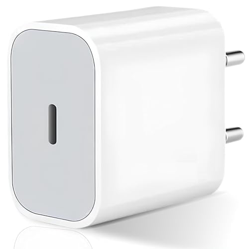 Image of 20W Type C Charger PD 3.0 Fast Charging Adapter Compatible with iPhone 17 /16 /15 /14 /13 /12 /11 /X /Mini /Pro /Pro Max Series & More, White | BIS Certified