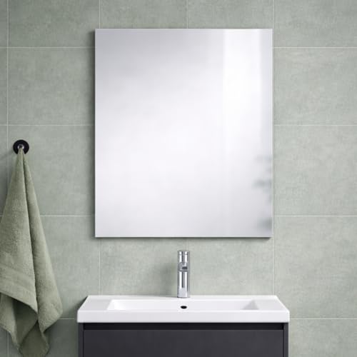Kiamami Valentina - Specchio bagno semplice con telaio in abs grigio 70x60