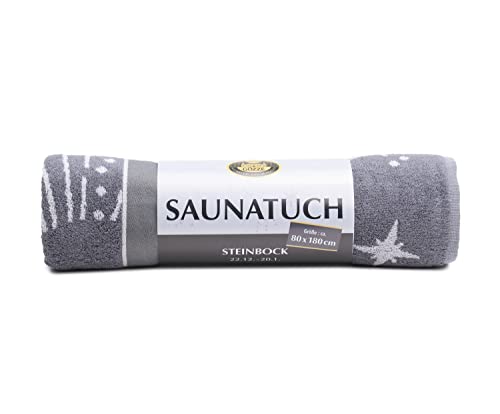 Gözze - Fluffy Sauna Towel with Zodiac Star Sign Design, Capricorn, 100% Cotton - 80 x 180 cm, Anthracite/Silver - Image 3