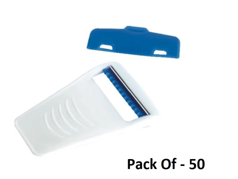 Image of Disposable Prep Razor Blade for Pre-Operative Skin Preparation | Single-Use Stainless Steel Surgical Shaving Razor | Safe Medical Hair Removal for Hospital, Clinic & Home Use (50)