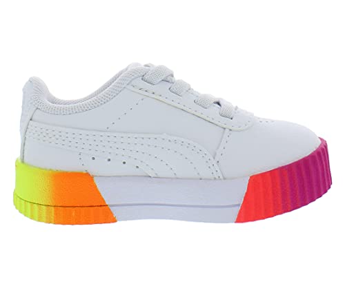 PUMA Carina Neon Fade Ac Baby Girls Shoes Size 5, Color: White/Pink3