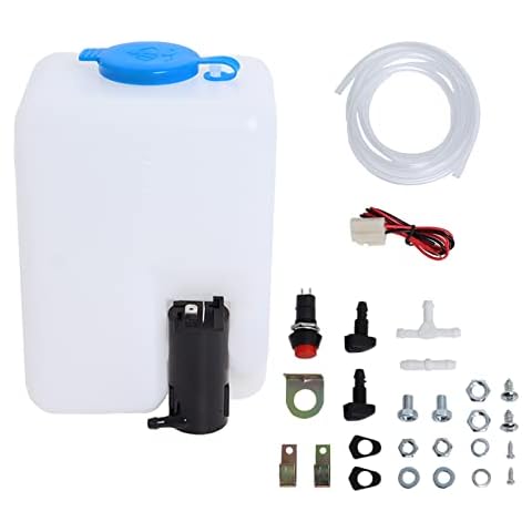 Swess Car Windshield Washer Pump Universal Reservoir Kit 99300 Fluid Reservoir Tank Bottle with Pump Cover