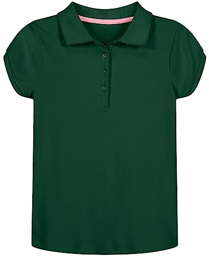 Image of Nautica Girls' School Uniform Short Sleeve Polo Shirt, Button Closure, Soft Pique Fabric