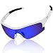 O2O Polarized Sports Sunglasses for Men Women Teens Running Driving Golf Durable Frame (White, Blue)