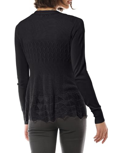 Design by Olivia Women's Long Sleeve Crochet Knit Draped Open Sweater Cardigan3