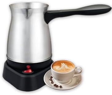Diyeeni Electric Turkish Coffee Maker, 600ml Stainless Steel Turkish Coffee Pot, Tea Maker Kettle Coffee Machine, 5 to 6 Cup Capacity, with Ergonomic Handle for Home Office & Travel