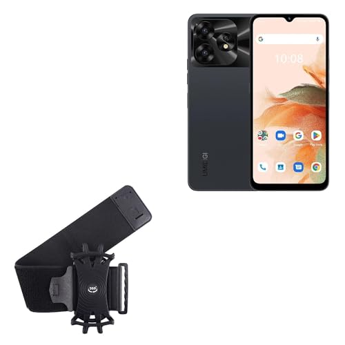 BoxWave Holster Compatible with Umidigi A15C - ActiveStretch Sport Armband, Adjustable Armband for Workout and Running - Jet Black