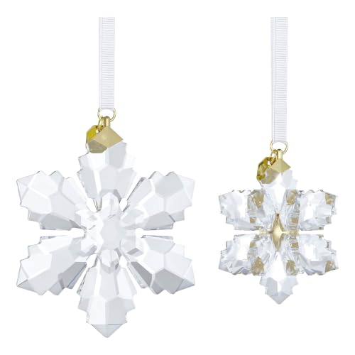 Image of Swarovski Annual Edition 3D Ornament Set 2026, Crystal Snowflake, Clear, Star Shape, 2 Piece Collectible Holiday Decoration, Amazon Exclusive