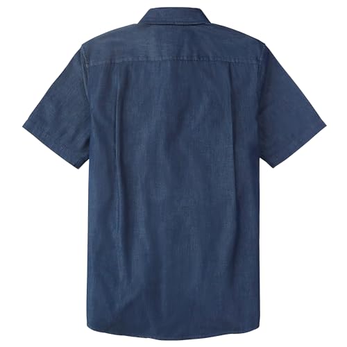 Image of Dubinik Mens Short Sleeve Button Down Shirts Soft Breathable Summer Vintage Regular Fit Lightweight Men's Casual Shirt
