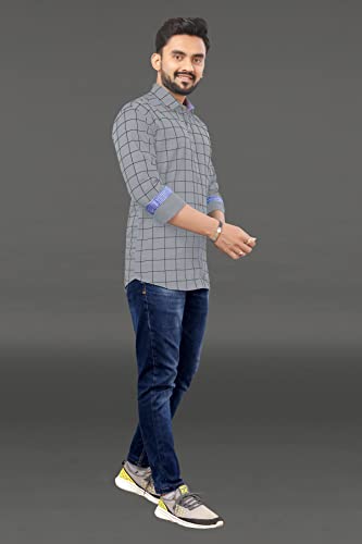 Image of Men's Casual Cotton Checks Shirt