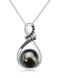 NONNYLLEI Collier de perles noires de Tahiti - Cadeau pour femme, mariage, anniversaire, anniversaire de mariage, fête des mères, Noël, Saint-Valentin