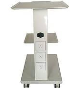 Multi-Function Trolley Cart,3 Tier Rolling Lab Cart w/Built-in Socket, 3 Layer Mobile De-ntal Med...