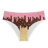 Horeset Ice Cream Print Women Sexy Hipster Underwear Briefs Summer Beach Breathable Seamless Bikini Underwear for Travel Activities