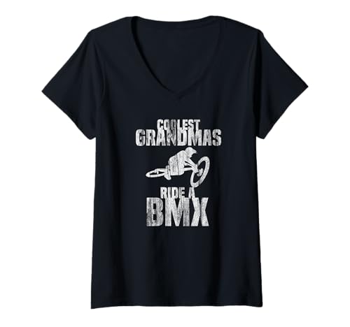 Mujer Coolest Grandmas Ride a BMX - Bicicleta de montaña Camiseta Cuello V