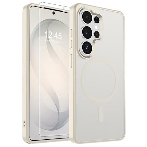 Image of SUPFINE Magnetic for Samsung Galaxy S26 Ultra Case with Screen Protector, (Built-in Magnets) (Military Grade Drop Protection) Slim Translucent Shockproof Phone Case,Stone