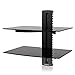 Suptek Supporto da Muro Staffa da Parete Scaffale di Vetro Mensola Multimediale per Lettori DVD, Cavo cassette, Giochi console, TV Accessori Con 2 Ripiani Sospeso in Vetro Nero CS202