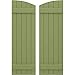 Ekena Millwork ARW101BE518X56MGH Americraft Five 2 Exterior Real Wood Joined Board-n-Batten Shutters w/Elliptical Top (Per Pair), 17 1/2"W x 56"H, Moss Green