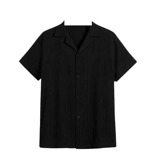 Image of Men's Relaxed Fit Striped Short Sleeve Button-Down Casual Shirt