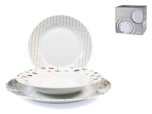 H&H Servizio Tavola Ala 18 Pezzi, Ginko, Porcellana