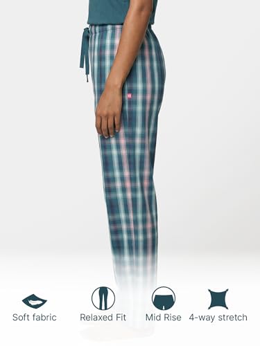Image of Enamor Mid Rise Full Length Adjustable Drawstring Hangout Pant for Women - Relaxed Fit, Combed Cotton - E4A5