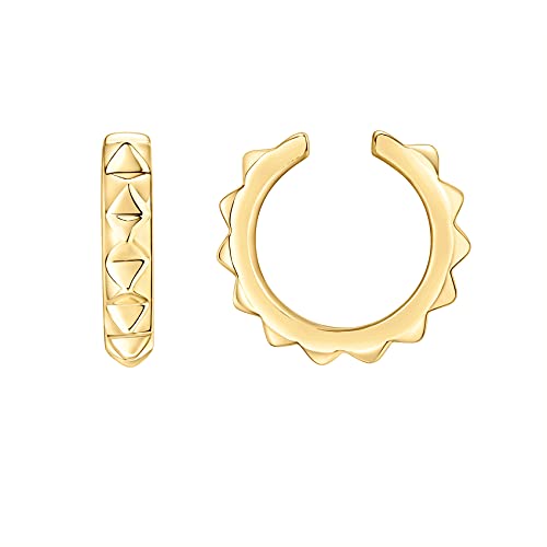 Image of PAVOI 14K Gold Plated 925 Sterling Silver Round Huggie Ear Cuff Earrings for Women | Clip On Cartilage Cuff Earrings
