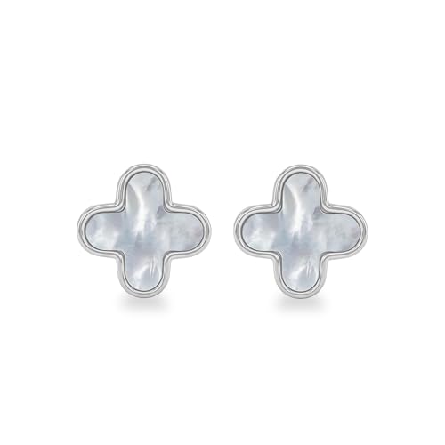 Boucles d'oreilles trèfle nacre argent sterling 925 rhodié femme 11mm