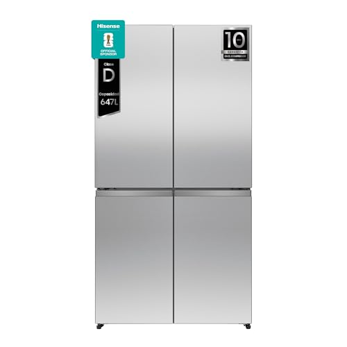Hisense RQ5P640SSSD - Frigorífico Americano 4 Puertas Total No Frost, 647L, 179cm, My Fresh Choice, Metal Cooling, Multi Airflow, Dual-Tech Cooling, Triple Zone, Cajón con Guías Metálicas, Inox