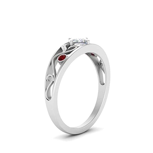 Image of Choose Your Gemstone Nature Inspired Compass Point Ring 925 Sterling Silver Cushion Shape Side Stone Engagement Rings Lightweight Office Wear Everyday Gift Jewelry US Size 4 to 12