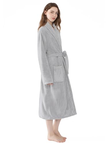 Image of Soft Robe For Women,Warm Plush Bath Robes Female,Spa Towel After Shower Lightweight Long Bathrobe