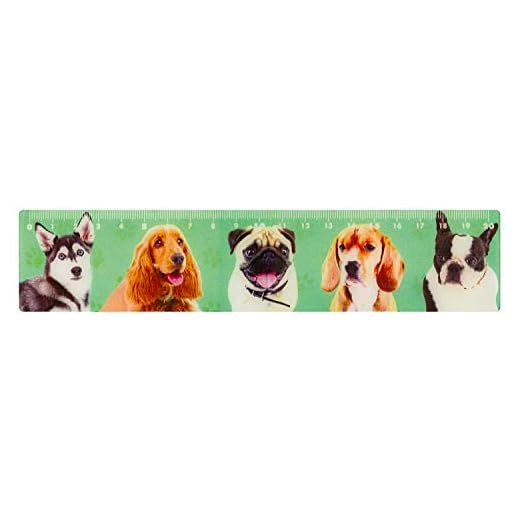 Stylex 48731 – Regla Flexible 3D – Dog Collection, Aprox. 20 cm, en 5 diseños Diferentes, de plástico, para Dibujar y medir líneas Rectas, escolarización