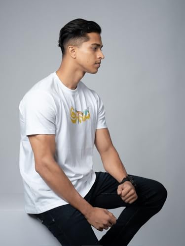 Image of Men's Pure Cotton Casual T-Shirt - Alas - Khai Dai Ghumai Bengali Quote Tee | Unisex Fit (Regular & Oversized) | 180 /220 GSM | Half Sleeve, Round Neck | S-5XL | White, Black