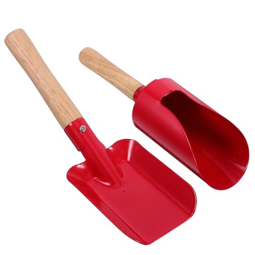 Set de 2 herramientas de jardín SEWACC con pala y rastrillo rojo