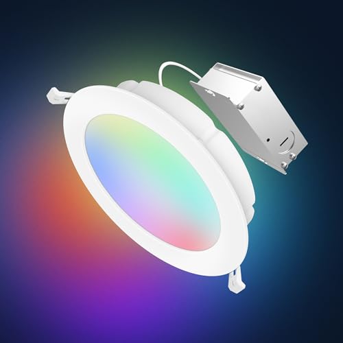 Image of Feit Electric 4 inch Smart LED Canless Recessed Downlight, 50W EQ, Dimmable, WiFi Enabled, Compatible with Alexa and Google Home Asst, Color Changing, 90 CRI, 540 Lumens, 4 Pack, LEDR4XT /RGBW /CA /AG /4