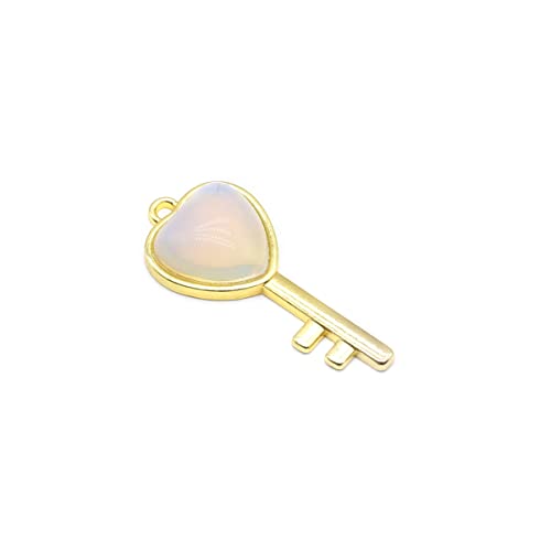 Qsller 8Pcs Natural Stone Pendant Opal Agate Yellow Jade Key-Shaped Healing Crystals Stone Charms For Jewelry Making Diy Necklaces #TOP7
