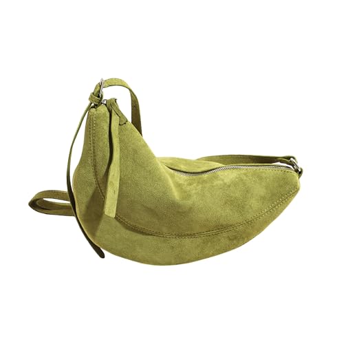 Suede Leather Sling Bag - Women's Crossbody Purse with Adjustable Long Strap, Lightweight Travel Shoulder Bag, Soft Leather