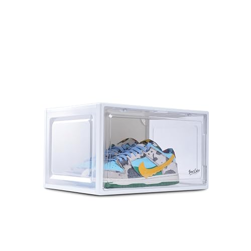 Image of Sneaker Box White (Pack of 4) | Front-Opening, Heavy-Duty | Stackable Shoe Storage Organizer Crate with Magnetic Closure | Clear Sneaker Display & Dust-Proof Access Container