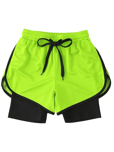 TiaoBug Kids Boys 2 in 1 Swim Trunks Running Athletic Shorts with Built-in Compression Shorts Summer Beachwear3