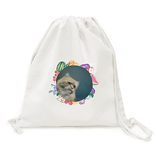 Sac à sangle chat bleu pliable pour vos courses de fruits au marché bio de Provence