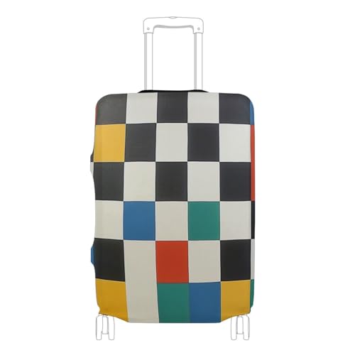 senya Travel Luggage Cover Suitcase Protector Colorful Blocks Lattice Washable Baggage Covers Fits 26-28 Inch Luggage