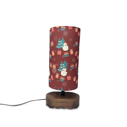 Image of ExclusiveLane 'Santa Festive Forest' Mango Wood Decorative Table Lamp for Bedroom (35.2 Cm, Without Bulb, Handcrafted) | Table Lamp for Living Room Christmas Gifts for Home Chirstmas Decoration Items