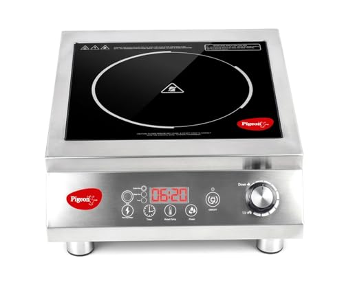 Image of Pigeon Egnite Heavy Duty Commercial Infrared Cooktop 3500W || For Commercial, Stainless Steel Body, Dual Ring Heating, Rotary Knob Control, and Timer