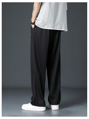 SHENHE Men's Casual Straight Leg Open Bottom Sweatpants Loose Lounge Sweat Pants with Pockets2